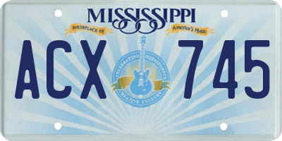 MS license plate ACX745