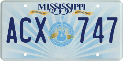MS license plate ACX747