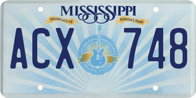 MS license plate ACX748