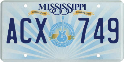 MS license plate ACX749