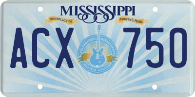 MS license plate ACX750