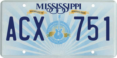 MS license plate ACX751