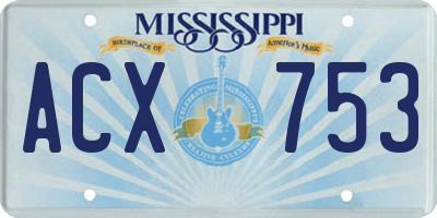 MS license plate ACX753