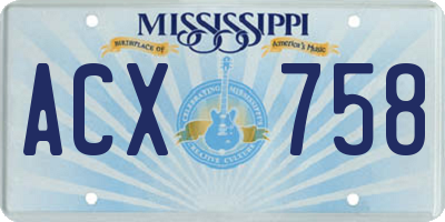 MS license plate ACX758