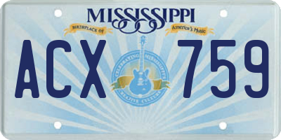 MS license plate ACX759