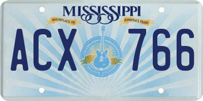 MS license plate ACX766