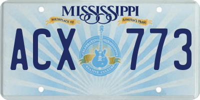 MS license plate ACX773