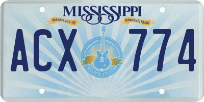MS license plate ACX774