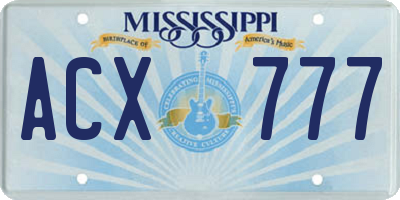 MS license plate ACX777