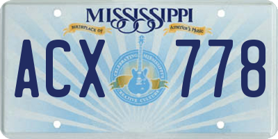 MS license plate ACX778