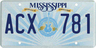 MS license plate ACX781