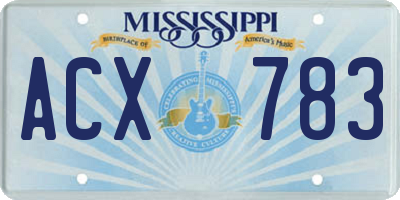 MS license plate ACX783