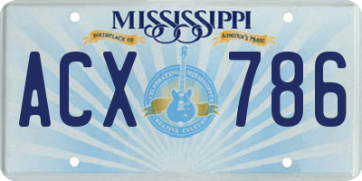 MS license plate ACX786