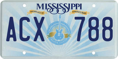 MS license plate ACX788