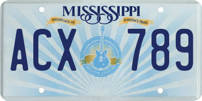 MS license plate ACX789