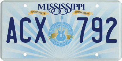 MS license plate ACX792