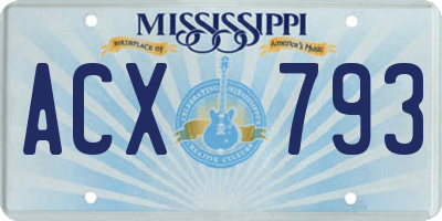 MS license plate ACX793