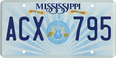 MS license plate ACX795