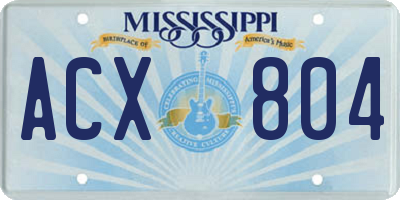 MS license plate ACX804