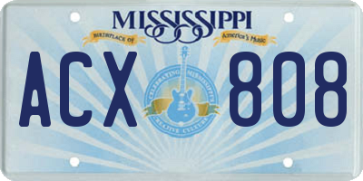 MS license plate ACX808