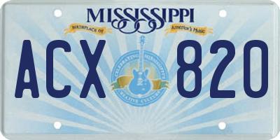 MS license plate ACX820