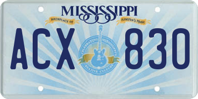 MS license plate ACX830
