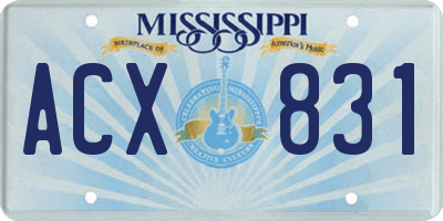 MS license plate ACX831