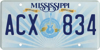 MS license plate ACX834