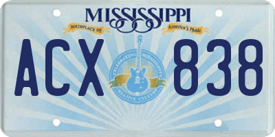 MS license plate ACX838