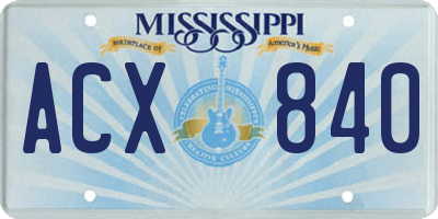 MS license plate ACX840