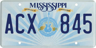 MS license plate ACX845