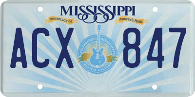 MS license plate ACX847