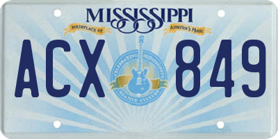 MS license plate ACX849
