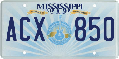 MS license plate ACX850