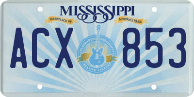MS license plate ACX853