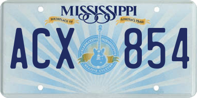 MS license plate ACX854