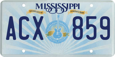 MS license plate ACX859