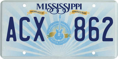 MS license plate ACX862