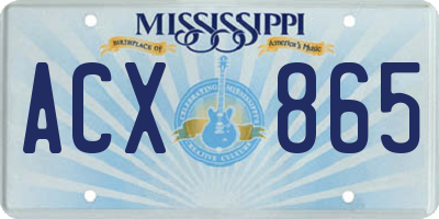 MS license plate ACX865