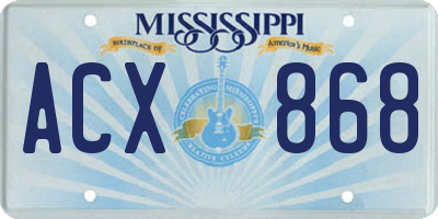 MS license plate ACX868