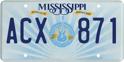 MS license plate ACX871
