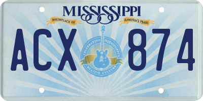 MS license plate ACX874