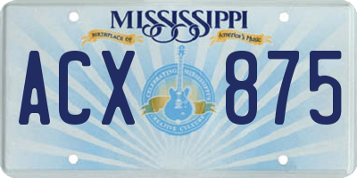 MS license plate ACX875