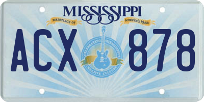 MS license plate ACX878