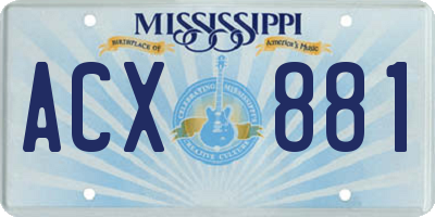 MS license plate ACX881