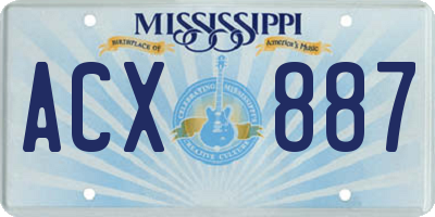 MS license plate ACX887