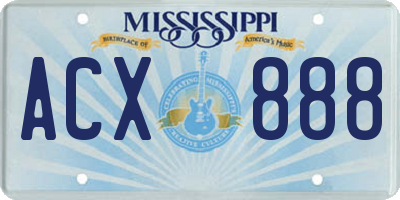 MS license plate ACX888