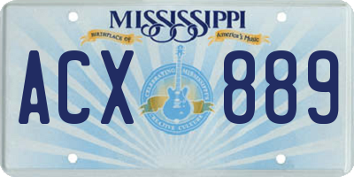 MS license plate ACX889