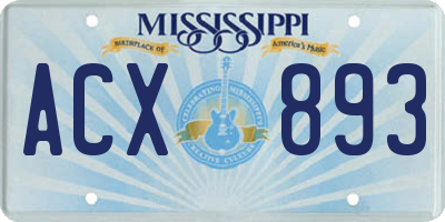 MS license plate ACX893