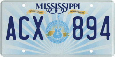 MS license plate ACX894